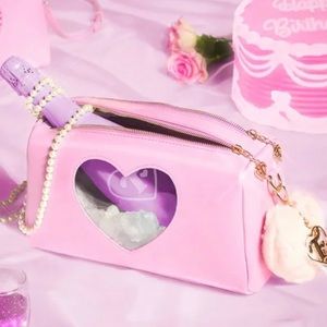 Trixie Mattel Cosmetics Pink vegan Leather Heart Cut out bag NWOT